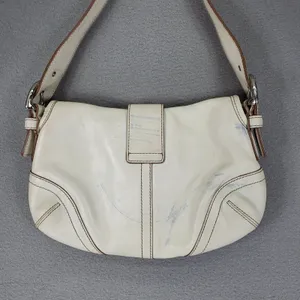 Coach Soho Flap Shoulder Bag‎ White Leather Buckle 9247 Y2K Vintage Small thumbnail 3