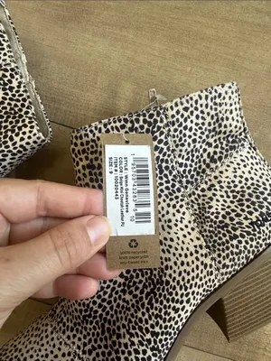 NWT Toms Genevieve Cheetah Animal Print Leather Ankle Booties Boots Sz 9 thumbnail 2