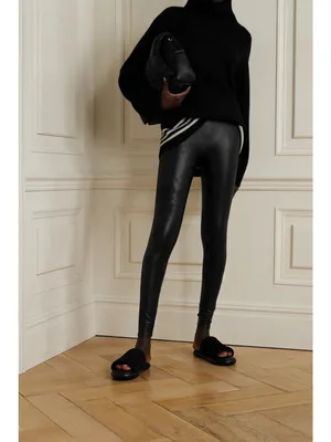 Spanx Faux Leather Leggings - Medium Petite (M/P) - Metallic Black🎀 thumbnail 2