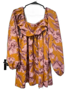 ASOS Design Square Neck smock babydoll mini dress water color floral size 4 thumbnail 1