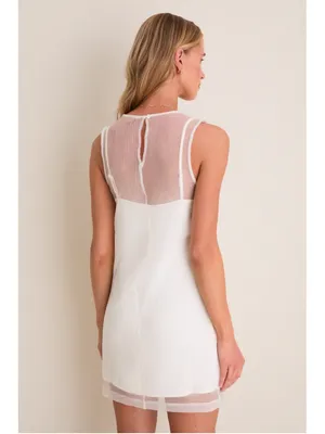 STAUD Brea Shift Mini Dress S Ivory Sheer Minimalist Clean Girl Business Casual thumbnail 2