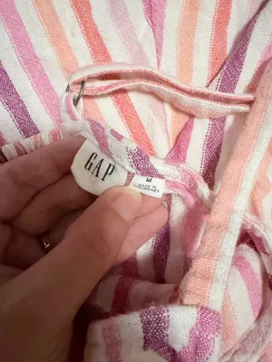 Gap medium striped square neck linen blend dress thumbnail 5
