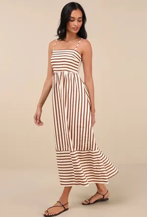 Lulus Striped Midi Dress thumbnail 8