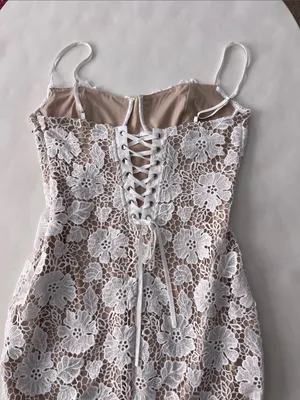 NWT Commense Semi Sheer Double Layer Floral Lace Corset Cami Midi Maxi Dress M thumbnail 5