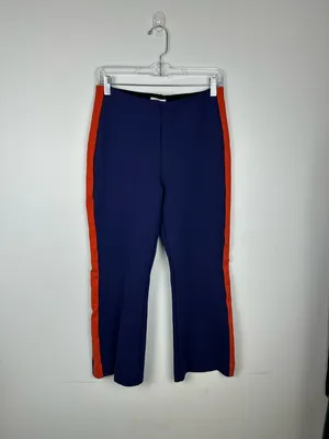 Anthropologie Maeve Margot‎ Kick-Flare Pants Blue With Red Stripe Size Medium thumbnail 3