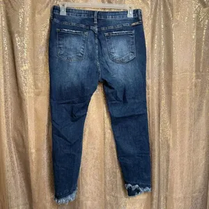 KanCan Dark Wash Nala Mid Rise Frayed Ankle Skinny Jeans XL/14 thumbnail 2