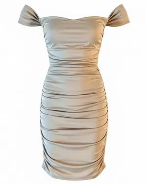 Superdown Taupe Off Shoulder Bodycon Mini Dress‎ Ruched NWT Size XS thumbnail 1