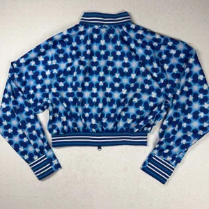 Free People FP Movement Top Speed Tennis Jacket Blue Floral Bomber Size M thumbnail 2