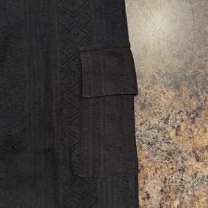 Salty Lemon NWT Wide Leg Pants Cotton Laser Cut Cargo Sheer Boho Lightweight Pull On Black M thumbnail 8
