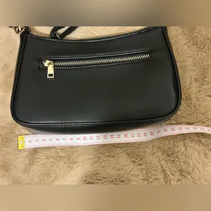 🔥New🔥Black Shoulder Baguette Bag with Gold Accents thumbnail 5