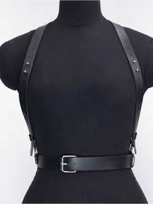 Black Faux Leather Harness Belt New thumbnail 2