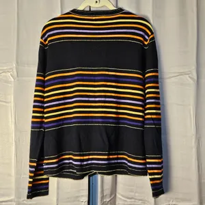 Vintage Berek Black Orange Striped Embellished Halloween Cardigan‎ Sweater Large thumbnail 2