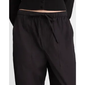 Madewell Pull-On Barrel-Leg Utility Pants in Poplin Cotton Black Wide Leg XL NWT thumbnail 4