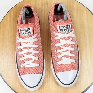 Converse Chuck Taylor All‎ Star Ox Textured Canvas Sneakers Coral Ultra Red 8 thumbnail 4