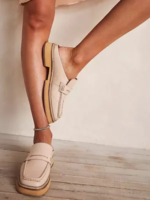Free People Lilith Loafer Mules Cream Crocodile Print Women’s Size 40 thumbnail 2