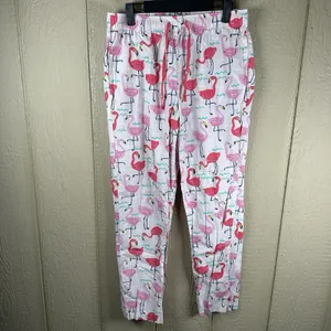 The Company Store Pajama Set Women Medium Pink Poplin Flamingo Long Sleeve Pants thumbnail 5