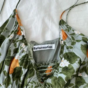 Reformation Green and Yellow Midi Dress thumbnail 4