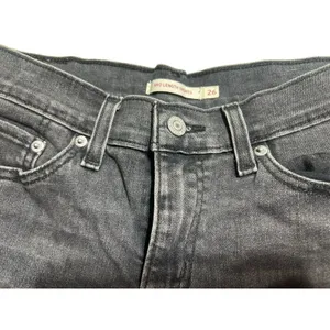 Levi's Mid Length Cut Off Shorts Womens 26 Black Denim Raw Hem Stretch Classic thumbnail 2