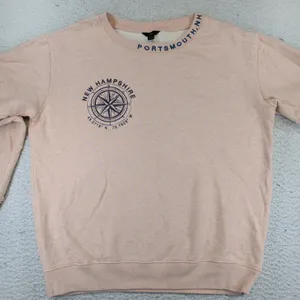 J.Crew Portsmouth NH Compass Graphic Sweatshirt Peach Cotton Terry AJ780 Women M thumbnail 3