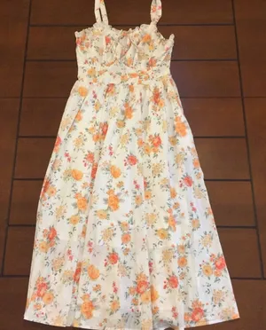 Scarlet Darkness maxi dress white orange florals small thumbnail 1