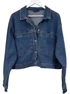 NWT Denim Blue Jean Cropped Jacket by Stitch Star Size XL Womens thumbnail 1