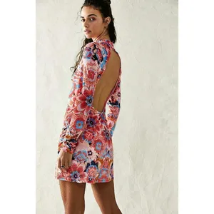 FREE PEOPLE Della Burnout Velvet Mini Dress in Fruit Punch Combo Size Large thumbnail 17