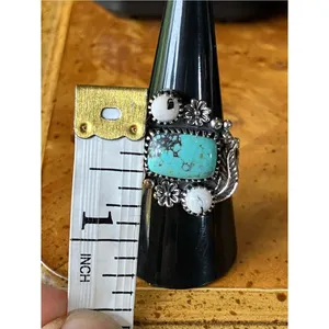 Blue Moon Turquoise White Buffalo Ring Size 8 thumbnail 7