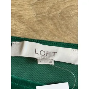 NWT Loft velvet velour green side cinch long sleeve blouse dressy soft size L thumbnail 4