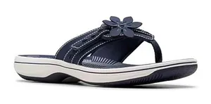Clarks Cloudsteppers Arla Glitz Navy Blue Floral Flip Flop‎ Sandals Womens 9 thumbnail 1