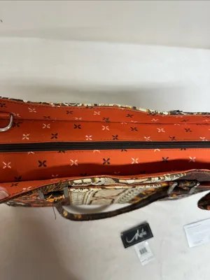Stylish Orange and Brown Patterned Tote Bag with Crossbody strap thumbnail 16