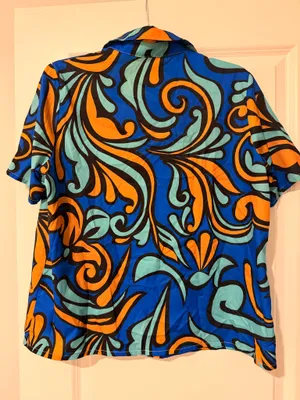 SHEIN Bold Blue & Orange Swirl Womens Lounge Set thumbnail 3