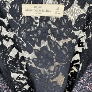 Abercrombie & Fitch Lace Back Sweater Medium Marled Pink‎ Navy V Neck thumbnail 3
