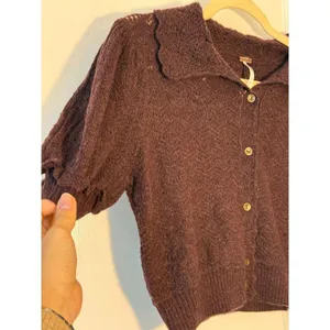 Free People Edie 100% Cashmere Cardigan Size S NWOT Fudge Brown thumbnail 7