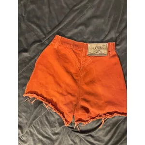 Vintage Rockies High Waisted Western Denim Shorts Burnt Orange Rust Raw Hem 24 thumbnail 4