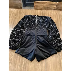Bronx And Bronco black Maria Velvet V neck Romper Size Small thumbnail 10