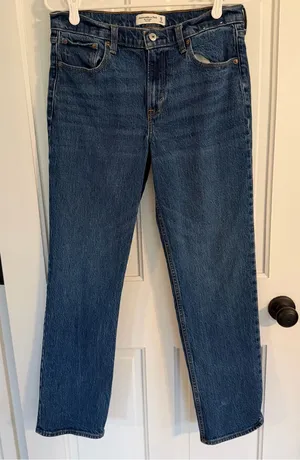 Abercrombie &‎ Fitch The Straight Mid Rise Jeans 29/8R Medium Wash Stretch thumbnail 1