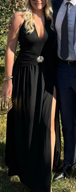 Showpo Phoenix Maxi Dress Black and Gold thumbnail 1