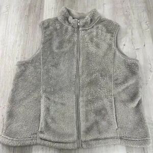 Croft & Barrow Gray Zip Up Sleeveless Soft Fleece Vest Pockets Large thumbnail 1