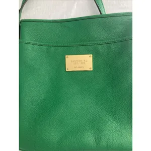 Lauren Ralph Lauren Leather Pebbled Crossbody Green Gold Hardware thumbnail 2