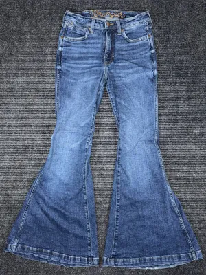 Wrangler Retro High Rise Trumpet Super Flare Bell Bottom Jeans Sz 26x31 Western thumbnail 1