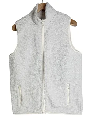 Aerie Soft Ivory/Cream Full Zip Sherpa Longline Vest size S thumbnail 1