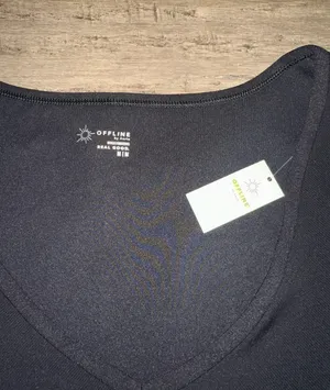 Aerie Offline Black V-Neck Short Sleeve Cropped thumbnail 4