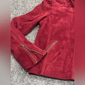 Lucky Brand Wine Red Goat Leather Zip‎ Jacket size Small thumbnail 4
