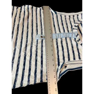Free People Blue White Nautical Theme Lightly Distressed Sleeveless Top M thumbnail 4