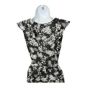 Banana Republic Elegant Ruffle Dress Black/White Floral print Size 4 Asymmetric thumbnail 14