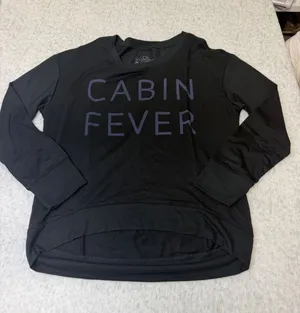 LOL Vintage Cabin Fever Graphic Sweatshirt Black Purple XXL High Low Pullover thumbnail 1