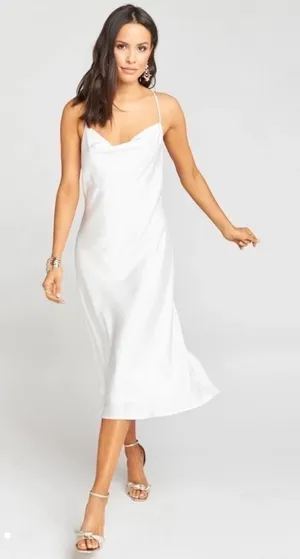 NWOT SHOW ME YOUR MUMU SMYM Verona Cowl Midi Dress Ivory Lux XS thumbnail 1