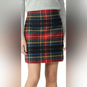 J. Crew Tartan Plaid Wool Blend Tweed Mini Skirt with Black Glitter Accemts thumbnail 8
