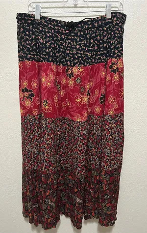 Vintage 90s Y2K Sag Harbor Patchwork Floral Maxi Skirt Boho Indie Large thumbnail 1