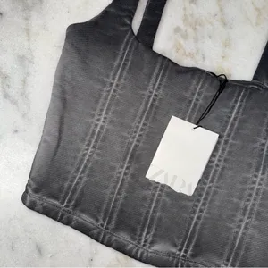 Zara Charcoal Washed Denim Corset Crop Top Structured Bustier Cotton Wmns Small thumbnail 4